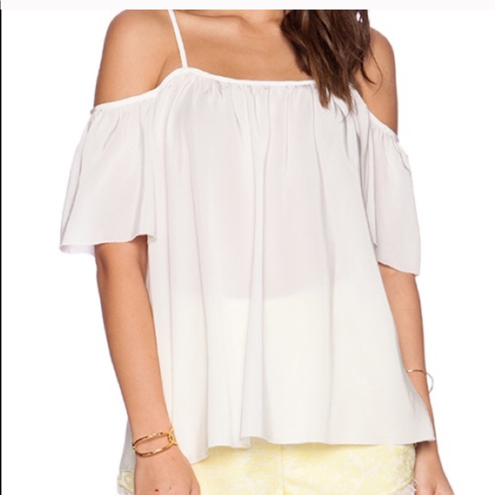 Trina Turk White Rosanna Cold Shoulder Blouse L